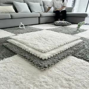 올비의창고 퍼즐바닥매트 극세사 롱헤어 카펫 매트 침실 바닥 러그 대형 침대 60x60cm