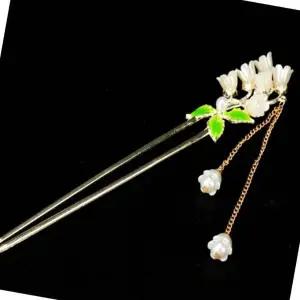 [골드스마일]진주꽃 헤어핀 한복 장식핀 전통 올림머리 비녀 궁중 머리장식