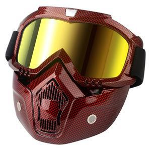 GGBuy 오토바이 헬멧 라이딩 고글 안경, 탈착식 안면 마스크, 김서림 방지 따뜻한 마우스 필터, 미끄럼 스트랩 빈티지 싸움 모토크로스