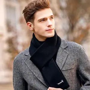 남자 겨울 목도리 캐시미어 솔리드 니트 남자 겨울 머플러 방한 스카프 코트