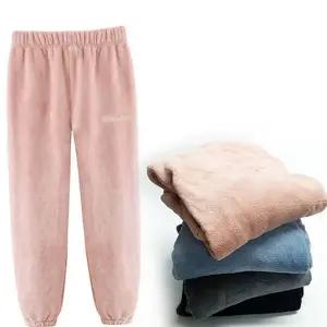 잠옷 여성 수면 바지 겨울 라운지 파자마 여성 극세사 바지