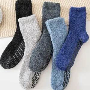 부드러운 남성 극세사 양말 라운지 남성 보온 양말 남성용 겨울