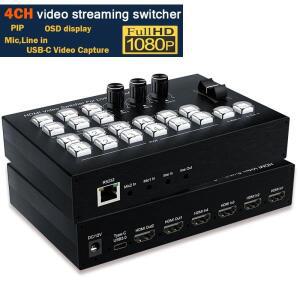 1080P HDMI 비디오 라이브 스위치 4입력 2출력 방송 스트리밍 믹서 스테이션 무결점 스위처 PIP OBS 지원