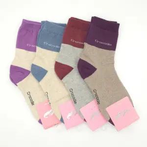 여성양말 크로커다일 국내생상 배색중목 5켤레단 캐주얼 흰양 회색 검정 학생 여학생 목긴 국내산 숙녀 발