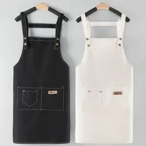 1개+1개 캔버스 주방 앞치마 원피스형 방수 카페 바리스타 어린이집 미용실 공방