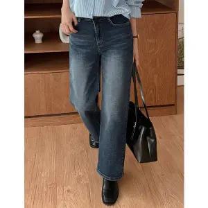 [공구우먼] 율린 히든밴딩 워싱 와이드 데님팬츠 84863 빅사이즈 여성의류