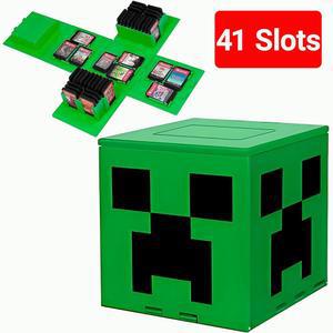 QUBAMG 스위치 게임 카드 케이스 홀더 큐브, 닌텐도 스위치 2 & 스위치 & 올레드 & 라이트 카트리지 호환, 41 슬롯 귀여운 접이식 테마 스위치 게임 보관함, 게이머를 위한 재미있는 블록 선물, 그린