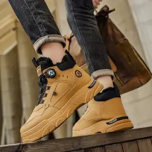 남자 외출 패션 하이탑 스타일 스포티 레이어드 털 안감 겨울 방한 스니커즈