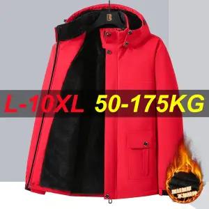 10xl 9xl 겨울 남성 파카 코트 양털 방수 따뜻한 플러스 사이즈 6XL 7XL 8XL 특대 두꺼운 후드 자켓 루즈