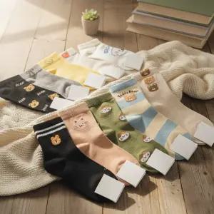 국내생산 5켤레 세트 여성 여자 캐릭터 양말 세트 단목 중목 발목 긴목 패션 귀여운 스니커즈 학생 수면 여름 겨울 덧신