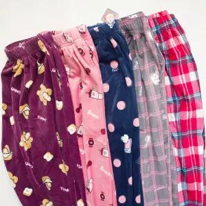 부드러운 겨울 잠옷바지 5종 커플 남자 여자 수면바지 시보리 극세사 커플잠옷