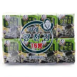 광천어머니김 16단 파래 도시락김 4g X 16봉 8개입 1box 총 128봉 전장김 식탁김 돌자반 김밥김 김자반