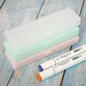 반투명 플라스틱 무지 사각 심플 필통 소/중/대