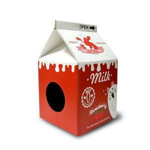 테비 밀크 하우스 스크래쳐 딸기우유 고양이집 장난감