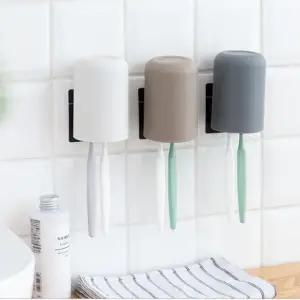 2인 칫솔꽂이+양치컵세트 치약 흡착 부착형 살균기 규조토 면도기