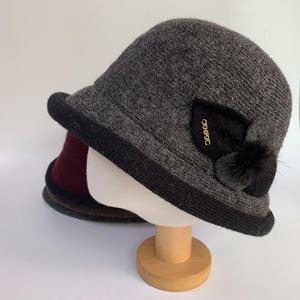 모던 울 니트 배색 버킷햇 중년여성 벙거지 가을 겨울 모자 정장