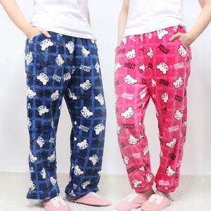 국내산 남자 여자 캐릭터 커플 밍크 수면바지 체크베어