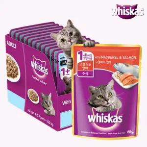 위스카스 파우치 고등어 연어(80g)×24개