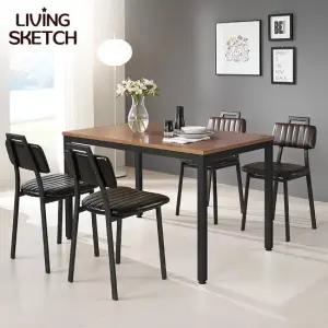 보브 1200x750 월넛 카페 업소용 테이블 철제 책상 4인 식탁