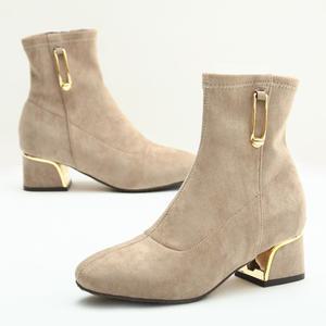 천연소가죽 스웨이드 빈스 스판 앵클부츠