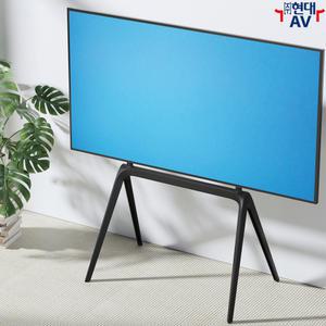 현대AV HD-FS14-46F-01 대형 TV 플로어 스탠드, 86인치/60kg 호환, 이젤 타입, 블랙 색상, 히든 선반 장착 지원