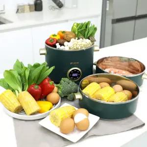 키친아트 멀티쿠커 KA-G2534 찜기 전기냄비 그린 3단 만능쿠커