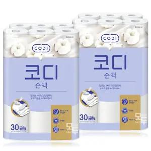 코디 순백 3겹 25M 30롤x2팩 /화장지 두루마리 천연펄프