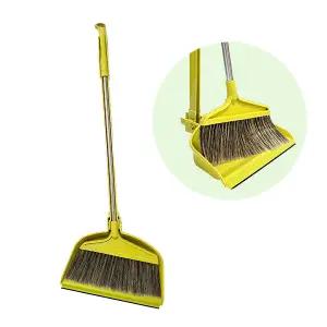 제이오마켓 심플 스텐 접이 롱방비 홈세트/학교 교실 사무실 업소용 방 청소 빗자루 쓰레받기 일체형 쓰레받이 세트