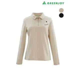 [하프클럽/그린조이]여성 트윌 솔리드 하프 집업 PK 티셔츠