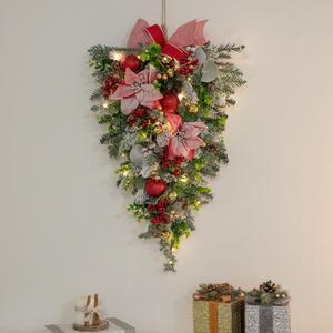 크리스마스 벽장식 트리 LED 스노우베리 75cm 벽걸이 소품 데코 풀세트 리스 촬영 파티 꾸미기 인테리어