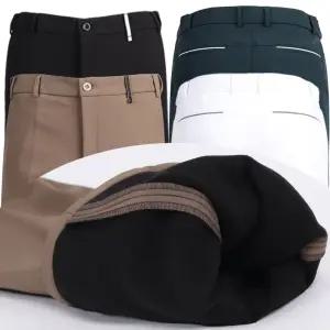기모골프바지 겨울 골프방한바지 히든밴딩 화이트 기모슬랙스