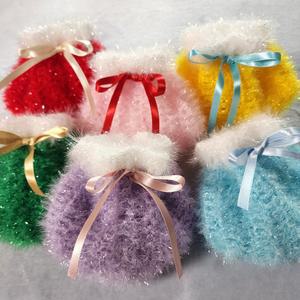 핸드메이드 손뜨개  단색 복주머니 수세미