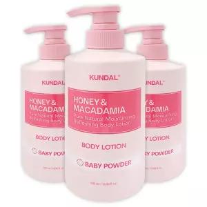 쿤달 허니 앤 마카다미아 퓨어 바디로션 베이비파우더 500ml 3개