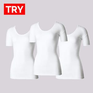 3매 TRY 트라이 순면 여성 반팔 티셔츠 학생 기본 런닝 베이직 러닝 TWRSB08