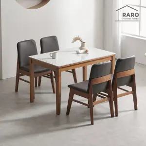 [/착불배송] 로망 1200 유광 포세린 통 세라믹 4인 식탁 세트 (식탁+의자4)