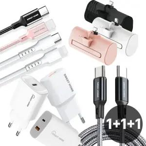 [1 ＋1 ＋1] 고속충전 케이블/충전기/보조배터리 모음전 _ C타입 8핀 5핀 CtoC 18w 25w 60w 100w