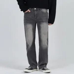 [무료배송] 1컬러 그레이틴 와이드 스트레이트 데님팬츠