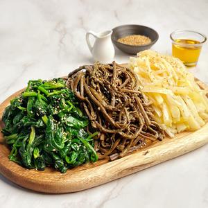[장바요] 당일조리 삼색나물 가정식반찬 시장반찬 고사리 도라지 시금치 나물 300g