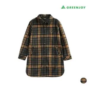 [그린조이]여성 기모 체크 롱 셔츠_GF23WS89W