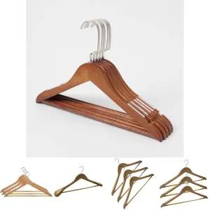클래식 원목 논슬립 옷걸이 5p 세트 브라운 여성용/옷/걸이/우드/고급/행거