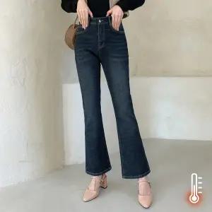 [진마니아] 윈터블루 히든밴딩 본딩기모 부츠컷 데님 팬츠