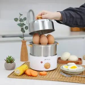 키친아트 2단 스텐 계란찜기 타이머 만두 고구마 스팀 전기 찜기 KA-7014S2