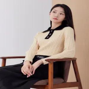 [지센] [24FW] 여성 [피어로즈] 케이블 카라 니트 풀오버 LFKTOA92_IV