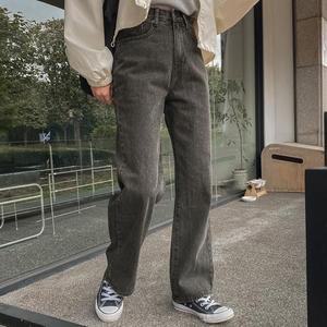 [시크릿라벨] [3단기장/난스판] 세미 와이드 흑청 데님팬츠