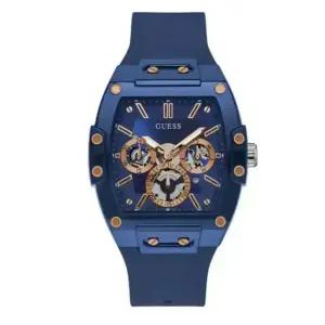 게스 피닉스 블루 다이얼 블루 러버 밴드 남성시계 GW0203G7