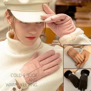 LD-1136 벨벳 손목 퍼 장갑 택1/여성 겨울 방한용 여성용 손가락 털 스크린 터치형 패션 스마트폰 터치 방
