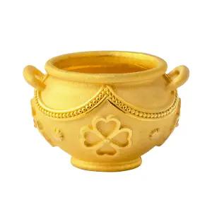 [한국금다이아몬드] 순금 항아리 행운 선물 네잎 클로버 미니 골드바 10g