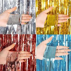 [기타]파티커튼4개세트 은박커튼 이벤트 커튼 배경장식 풍선 생일파티