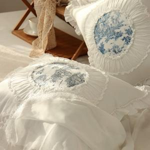 [집에]레이나 명화 고급 순면 사각 프릴 쇼파 쿠션겸 방석