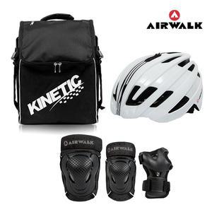 에어워크 에어로 화이트 주니어 성인 인라인스케이트 자전거 보호장구 세트 가방+헬멧+200보호대